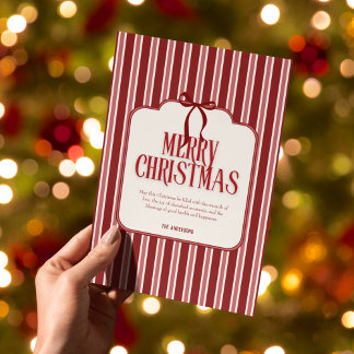 Red Pink Bow Stripes Merry Christmas Holiday