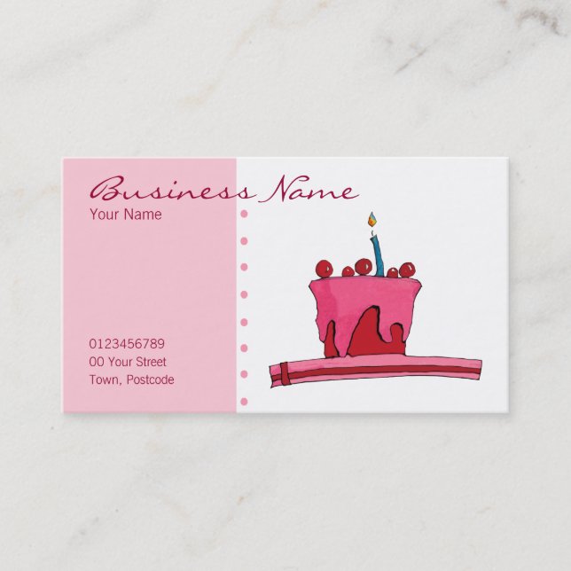 Red & Pink Cake Business Card (Front)