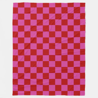 Red + Pink Check Chequered Chequerboard Pattern Fleece Blanket