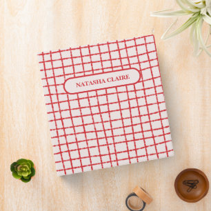 Red Pink Check Pattern Bold Organization Binder