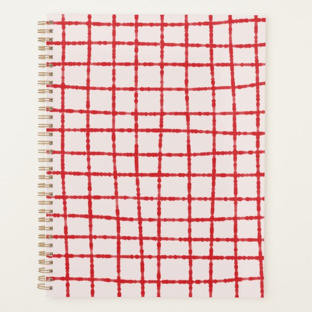 Red Pink Check Pattern Bold & Organized Planner (Front)