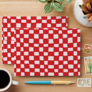 Red Pink Chequered Vibrant Chequerboard Pattern Envelope