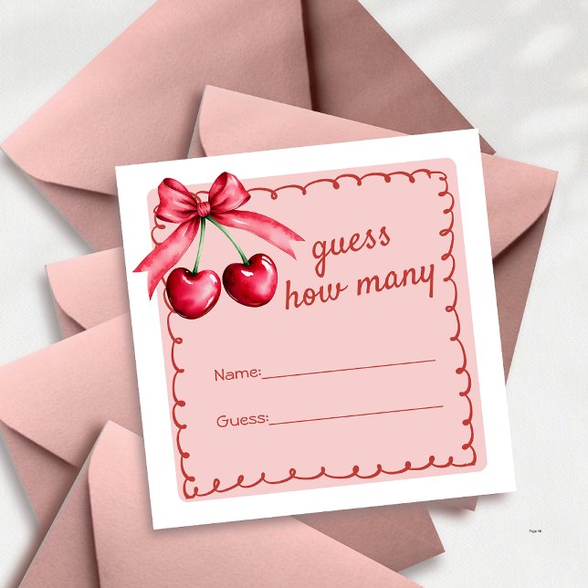 Red & Pink Cherry On Top Cherry Bridal Shower Enclosure Card (Creator Uploaded)