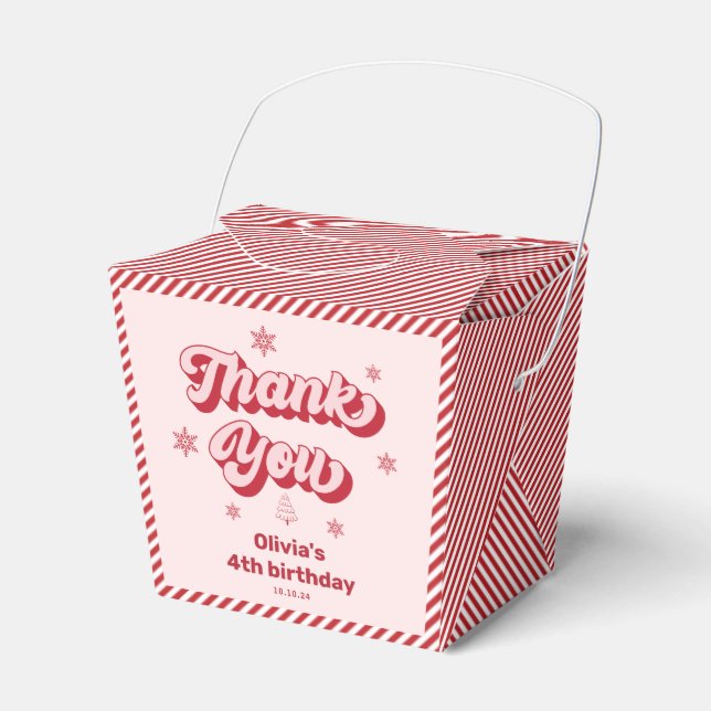 Red Pink Christmas Birthday Thank You  Favor Box (Front Side)