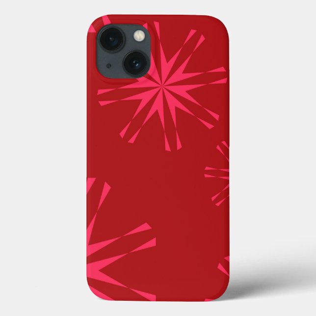 Red, pink, cool trendy modern star flower abstract Case-Mate iPhone case (Back)