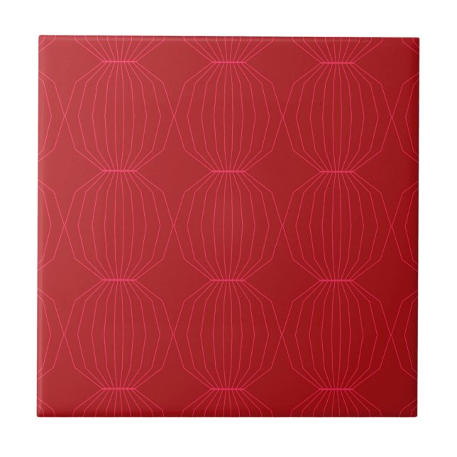 Red, pink, cool, unique, trendy, decorative art tile (Front)