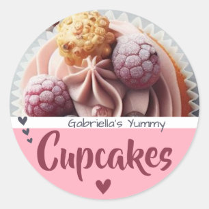 Red Pink Cupcake Photo Template Baking Label