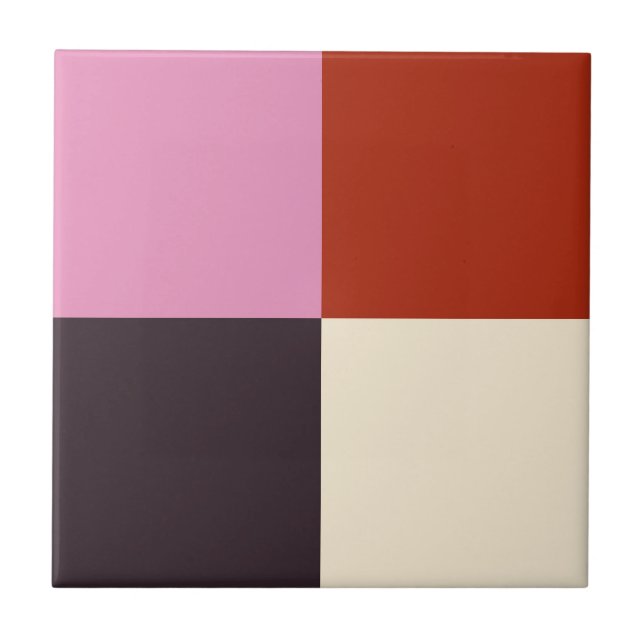 Red Pink Eggplant Ivory Tile (Front)