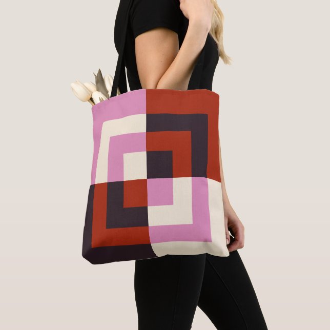 Red Pink Eggplant Ivory Tote Bag (Close Up)