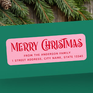 Red & pink festive Merry Christmas return address