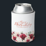 Red Pink Floral 18th Birthday Personalized Can Cooler<br><div class="desc">Pretty red roses and blush pink peonies decorate this 18th birthday party can cooler. Elegant calligraphy spells out Happy 18th birthday. The birthday celebrant's name is below. This item is part of the Red Rose and Pink Peony collection. It contains professionally designed invitation and welcome sign templates, as well as...</div>