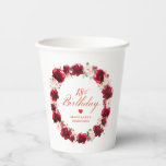 Red Pink Floral 18th Birthday Personalized Paper Cups<br><div class="desc">A pretty red rose and pink peony wreath creates a festive birthday design. Classic calligraphy gives it an elegant touch. This item is part of the Red Rose and Pink Peony collection. It contains professional designed invitation templates,  welcome sign templates and personalized party supplies.</div>