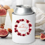 Red Pink Floral 70th Birthday Personalized Can Cooler<br><div class="desc">Pretty red roses and blush pink peonies decorate this 70th birthday party can cooler. A lovely watercolor wreath decorates it. Elegant calligraphy spells out 70th birthday and the birthday celebrant's name is below. This item is part of the Red Rose and Pink Peony collection. It contains professional designed invitation templates,...</div>