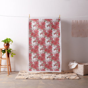 Red Pink Floral Botanical Pattern Fabric