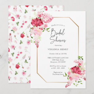 Red Pink Floral Bridal Shower Invitation