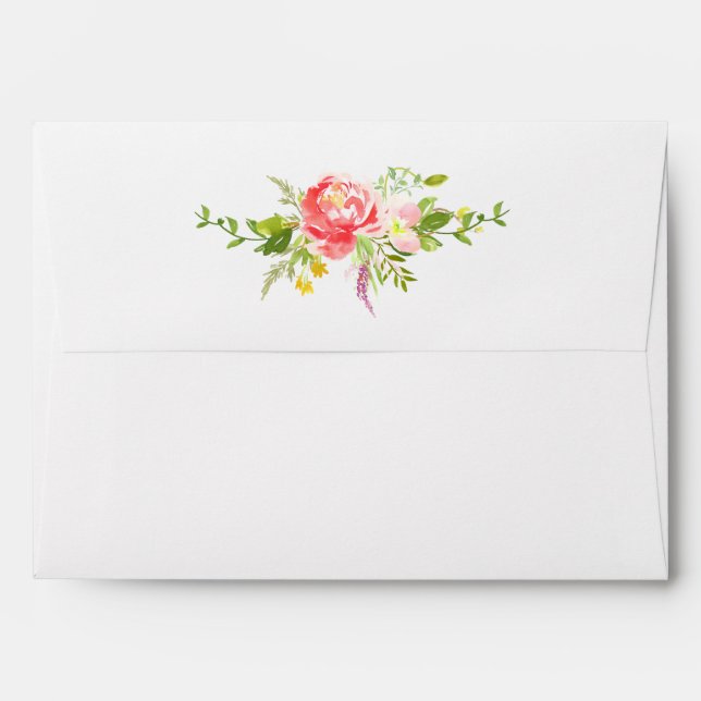 Red Pink Floral Envelope (Back (Top Flap))