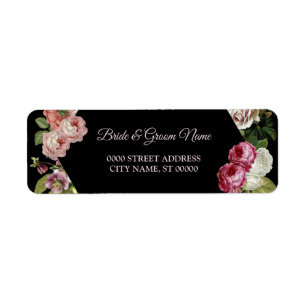 Red Pink Floral Green Black Adresse de retour