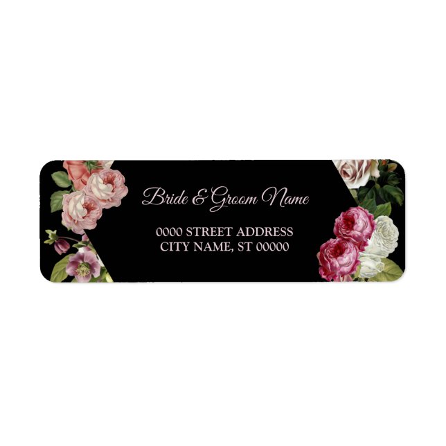 Red Pink Floral Green Black Adresse de retour (Devant)