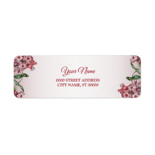 Red Pink Floral Green Wedding Party Return Address