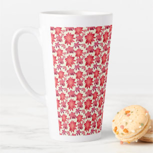 Red Pink Floral Seamless Pattern Dark Aesthetic  Latte Mug