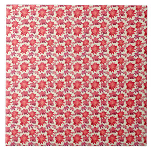 Red Pink Floral Seamless Pattern Dark Aesthetic Tile