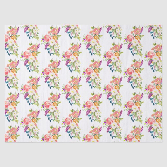 Red Pink Floral Tissue Paper (Front)