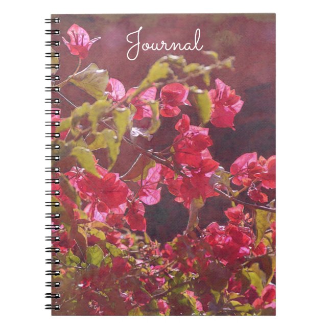 Red Pink Flowers in Sunshine Journal Notebook (Front)