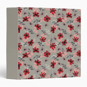 Red pink flowers on a grey background. binder