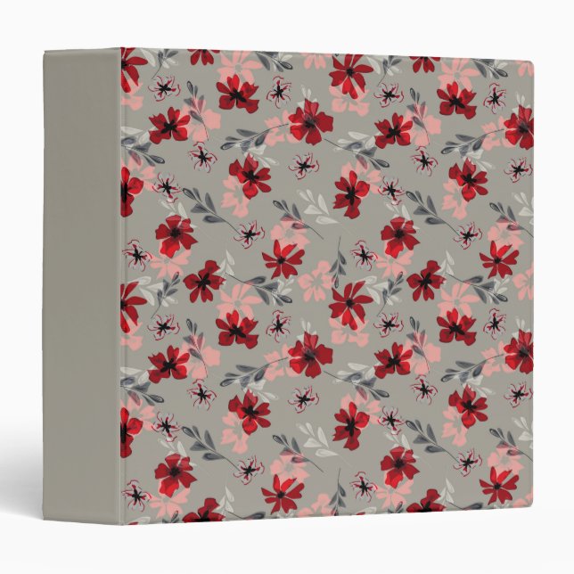 Red pink flowers on a grey background. binder (Front/Spine)