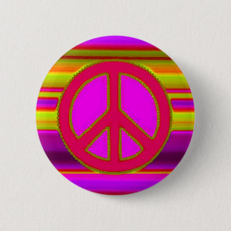 Red Pink Fractal & Peace Sign 2 Inch Round Button