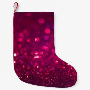 Red Pink Glitter: Abstract Bokeh Small Christmas Stocking