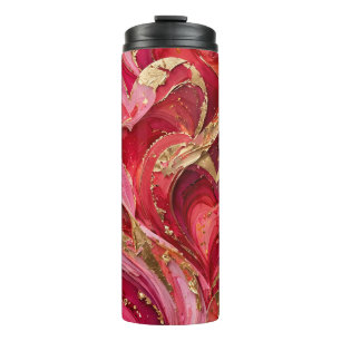 Red & Pink Golden Swirl Travel Mug