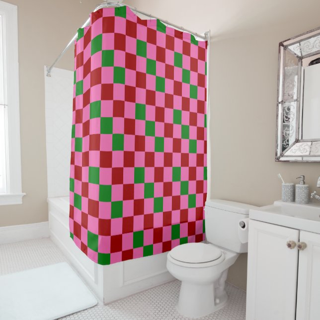 Red Pink Green Chequered Pattern Design  (In Situ)