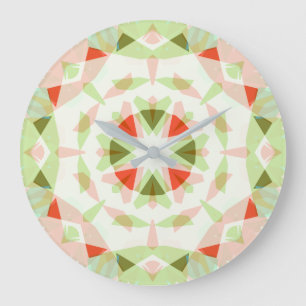 Red Pink Green Christmas Star Dopamine Decor Large Clock