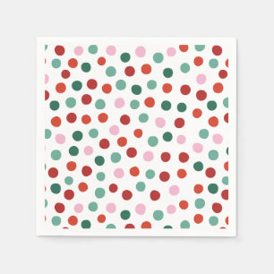 Red Pink Green Polka Dots Kids Christmas  Napkin