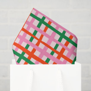Red Pink Green Stripes Tissue Paper