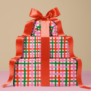 Red Pink Green Stripes Wrapping Paper