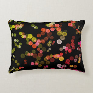 Red Pink Green Yellow Abstract Bubble Pattern Accent Pillow