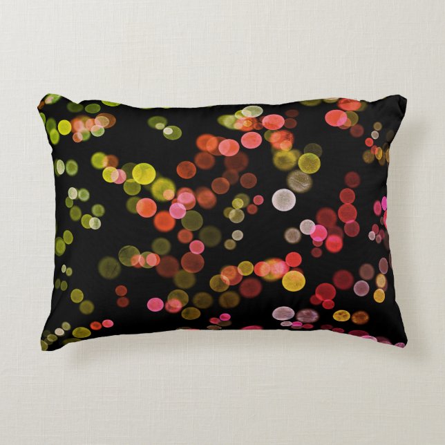 Red Pink Green Yellow Abstract Bubble Pattern Accent Pillow (Front)