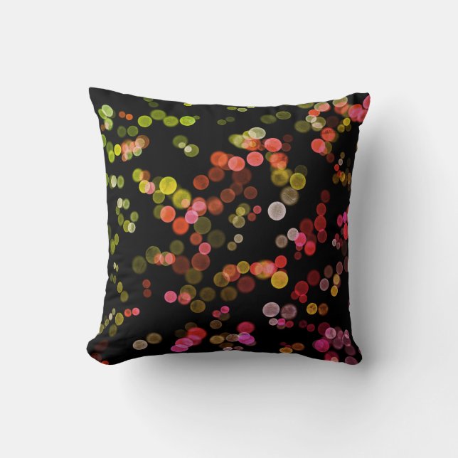 Red Pink Green Yellow Abstract Bubble Pattern Throw Pillow (Front)