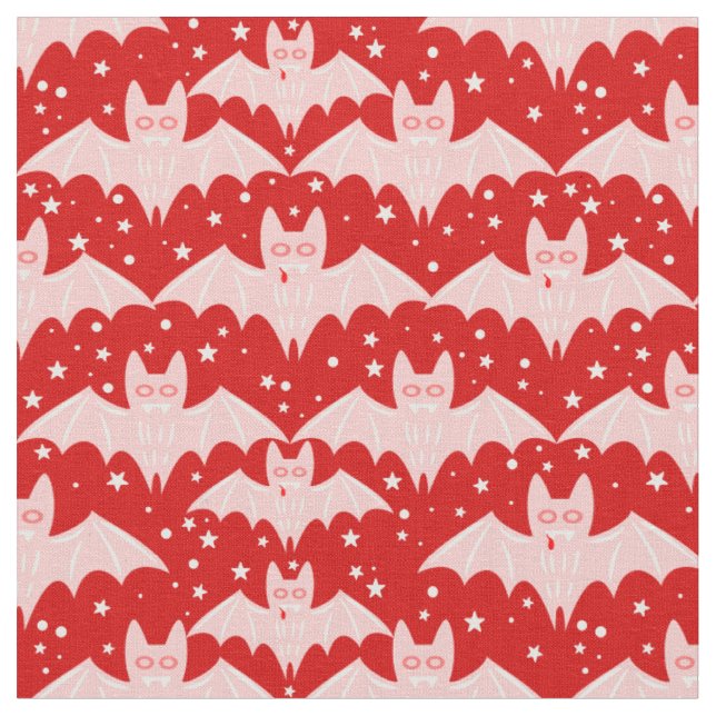 red pink halloween vampire bat fangs creepy fabric (Close Up)