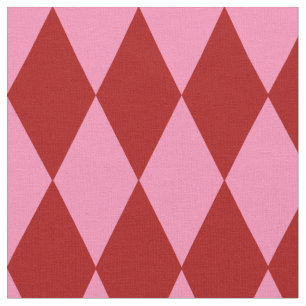 Red Pink Harlequin Checkered Design  Fabric