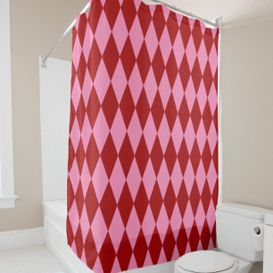 Red Pink Harlequin Chequered Design