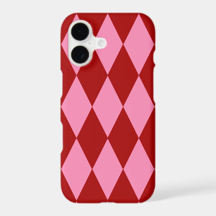 Red Pink Harlequin Chequered Design