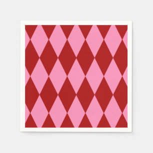 Red Pink Harlequin Chequered Design  Napkin