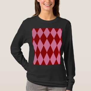 Red Pink Harlequin Chequered Design T-Shirt