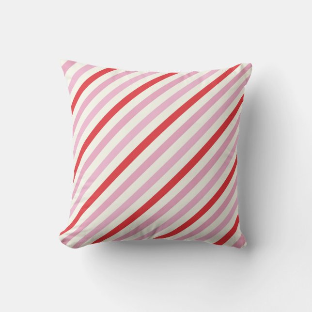 Red Pink Heart Valentine Retro Colourful Love Gift Throw Pillow (Front)