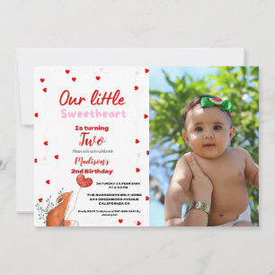 Red Pink Heart Valentine's Day Sweetheart Birthday Invitation