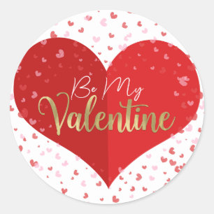 Red & Pink Heart Valentine's Party Classic Round Sticker
