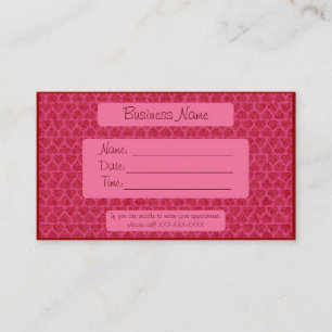 Red pink hearts appointment business cards